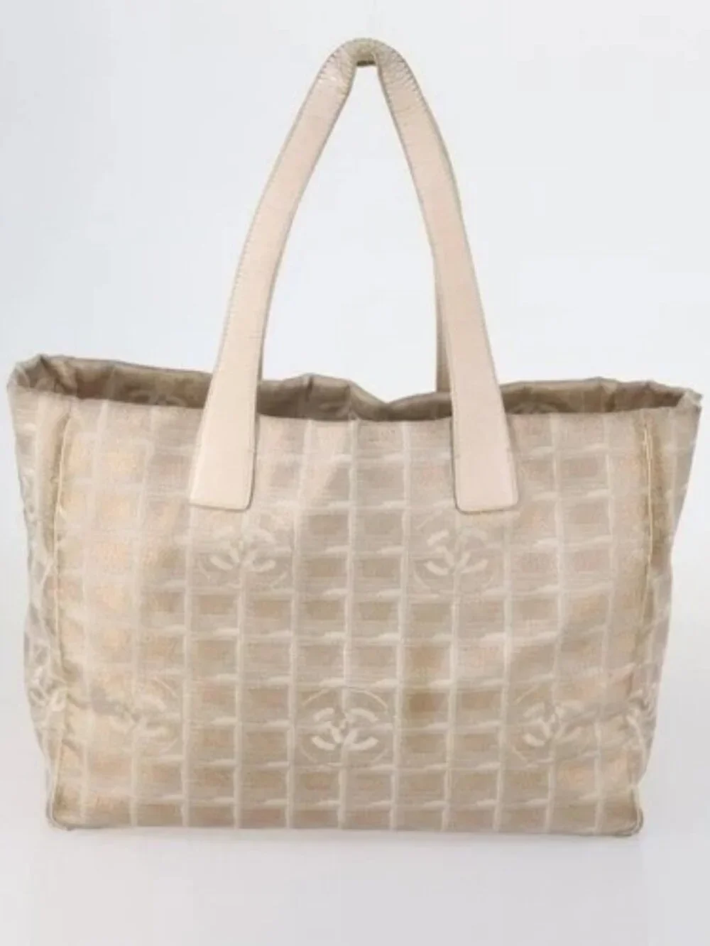 CHANEL New Travel Line Tote Bag Nylon 3 Set Pink Beige CC Auth ti3465